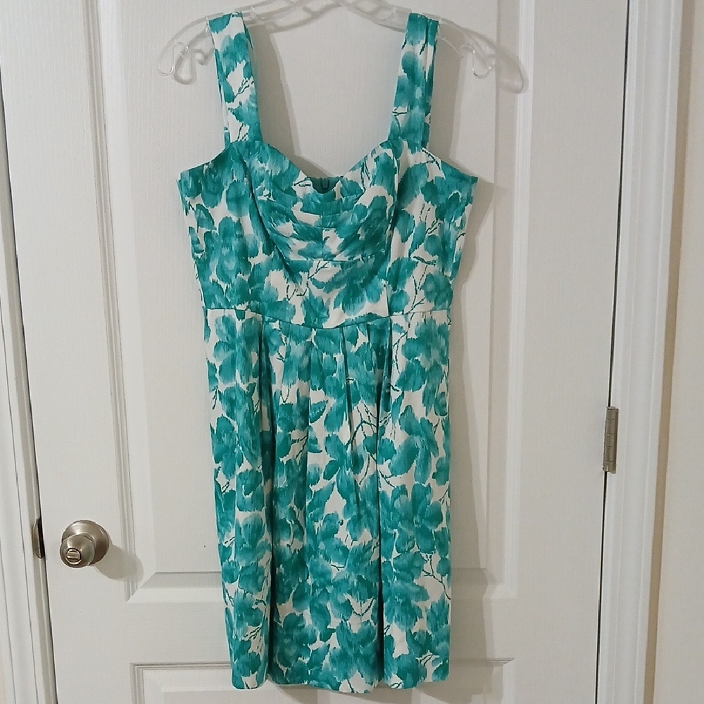 Donna Ricco Teal and White Floral Mini Dress